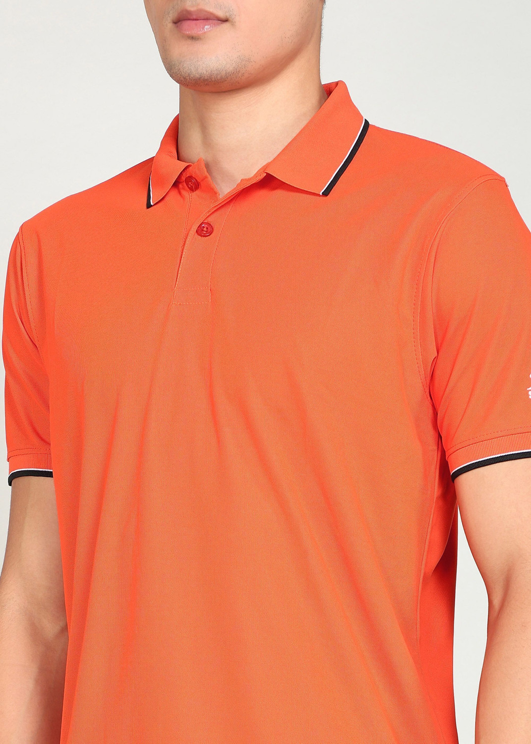 Image of Shiv Naresh Solid Men Polo Neck Orange T-Shirt