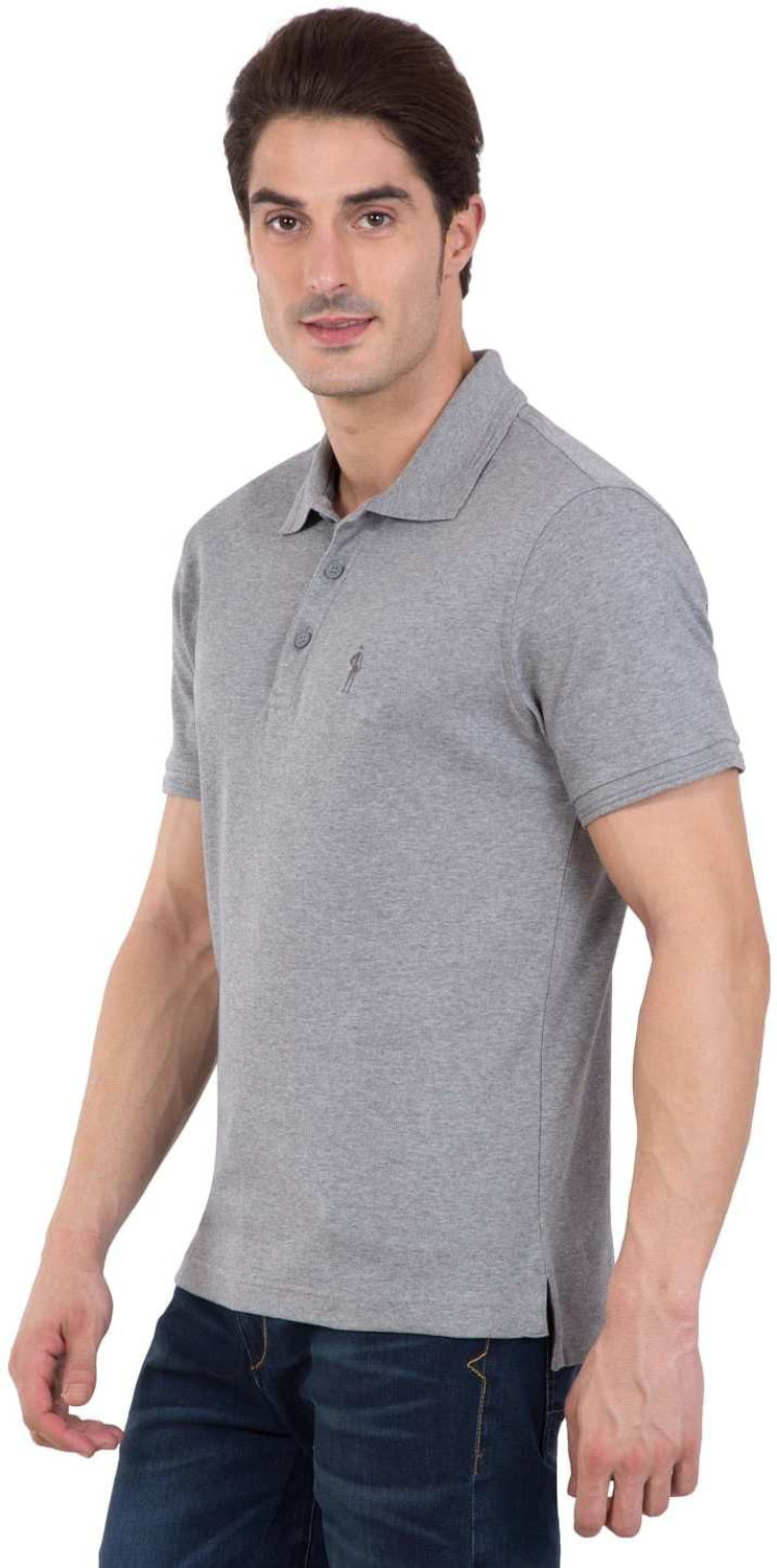 Image of JOCKEY Solid Men Polo Neck Grey T-Shirt