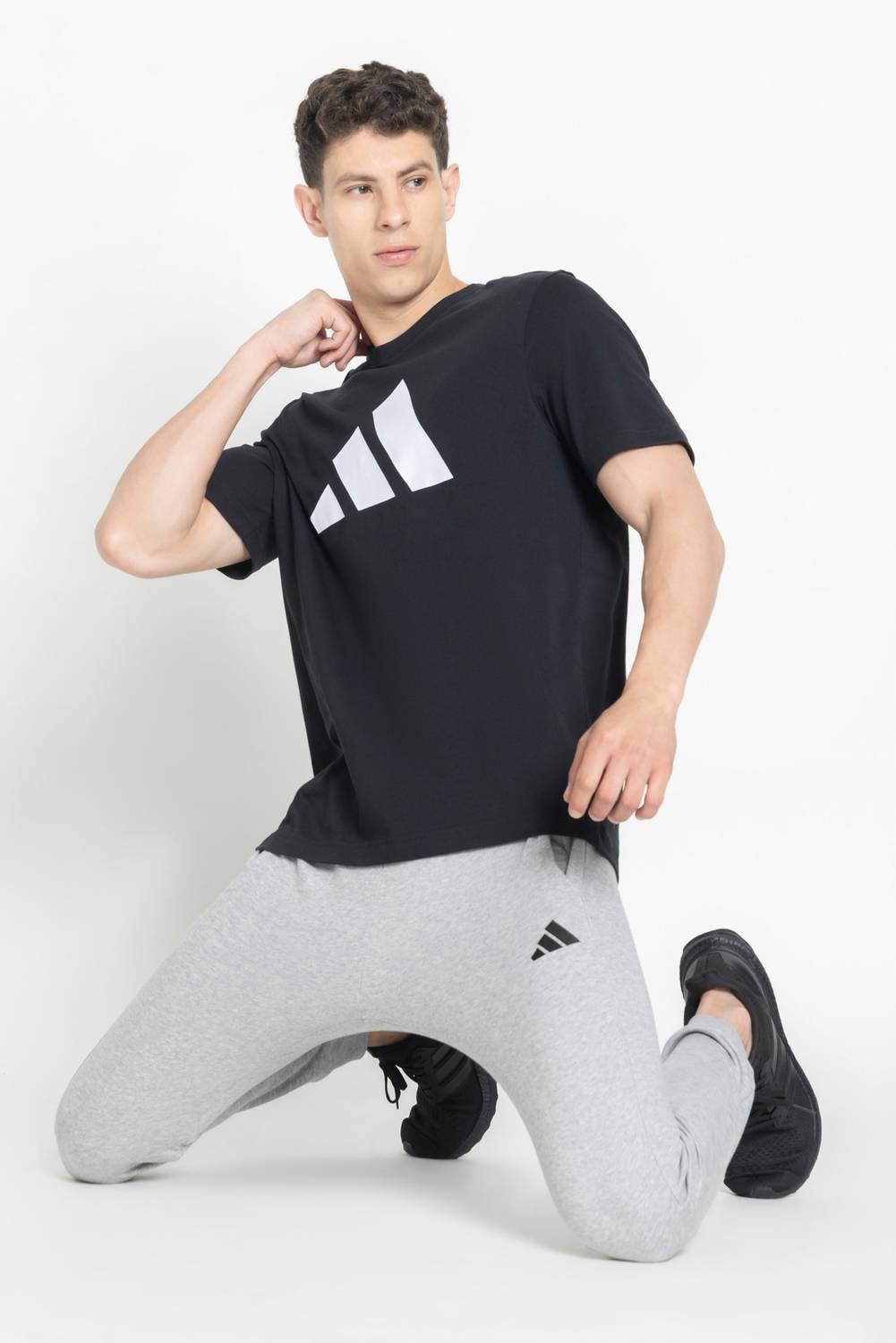 ADIDAS Printed Men Round Neck Black T-Shirt