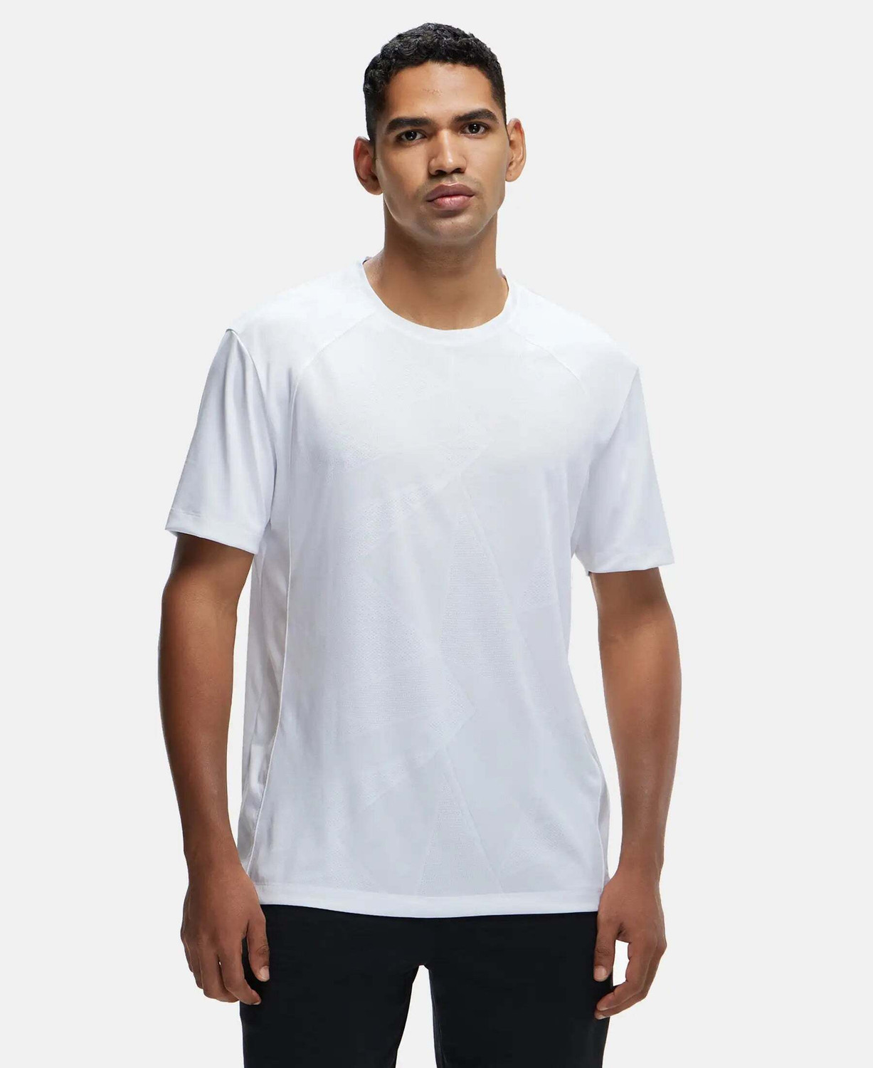 Image of JOCKEY Solid Men Round Neck White T-Shirt