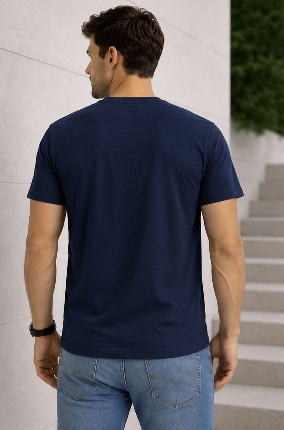 Image of WHITE ROSE Pack of 3 Men Printed Round Neck Polycotton Navy Blue, White, Maroon T-Shirt