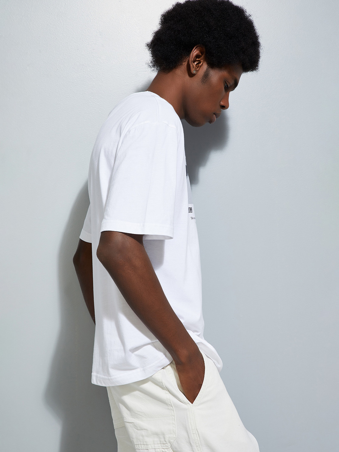 Image of MAX Printed Men Round Neck White T-Shirt
