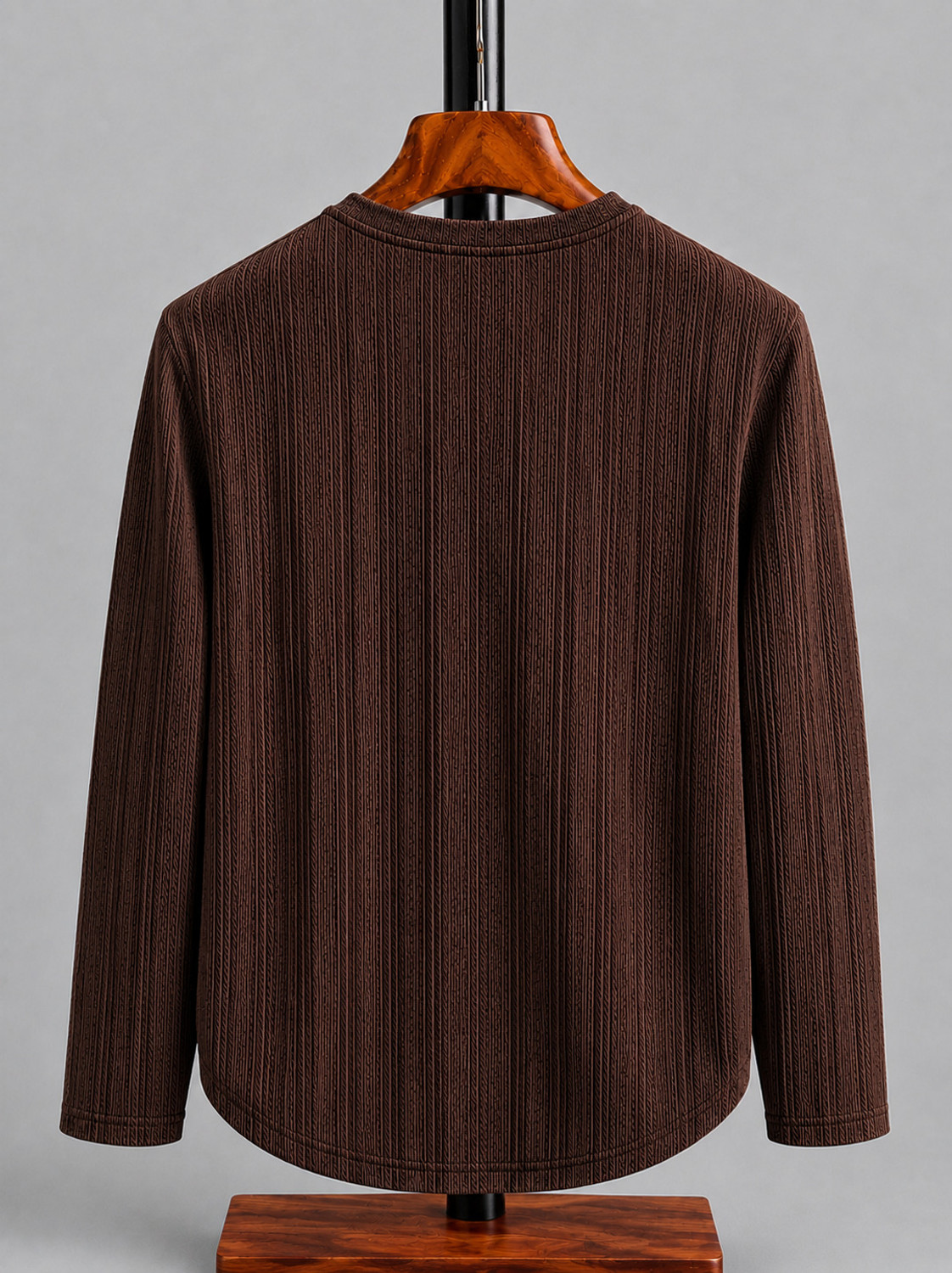 Image of mozero Self Design Men Round Neck Brown T-Shirt
