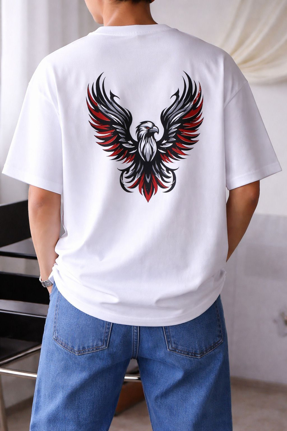 Image of PATOIS Printed Men Round Neck White T-Shirt