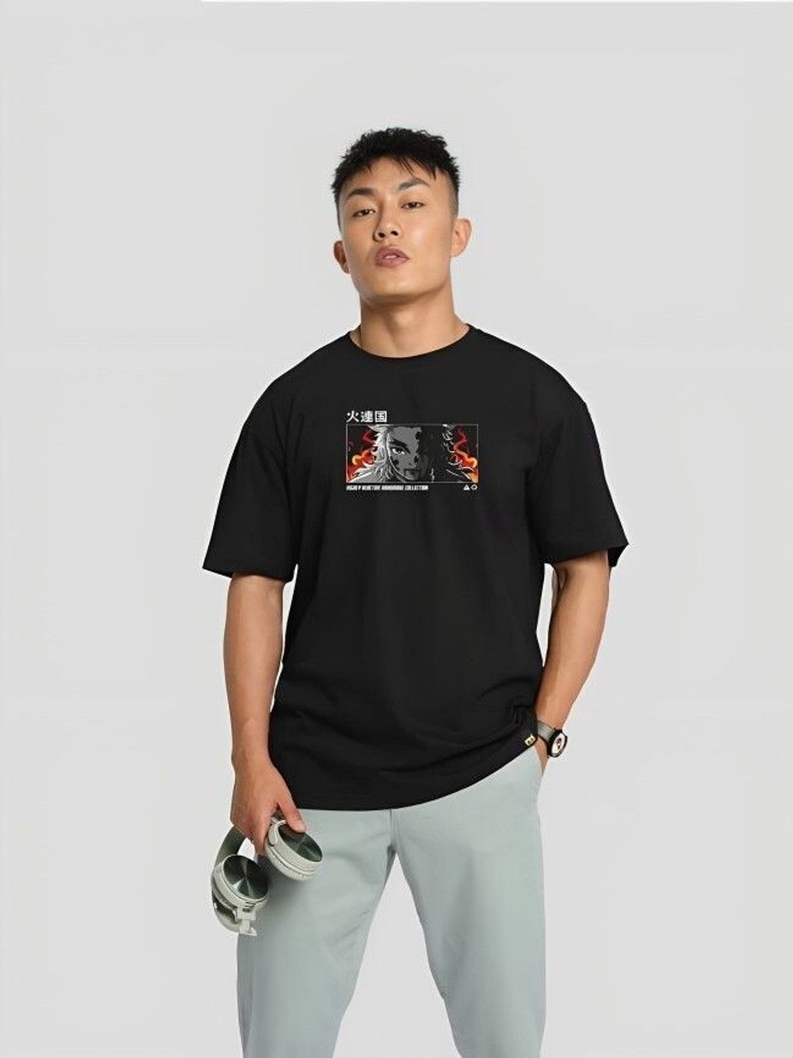 Image of RED CLOVER Printed, Typography Men Round Neck Black T-Shirt