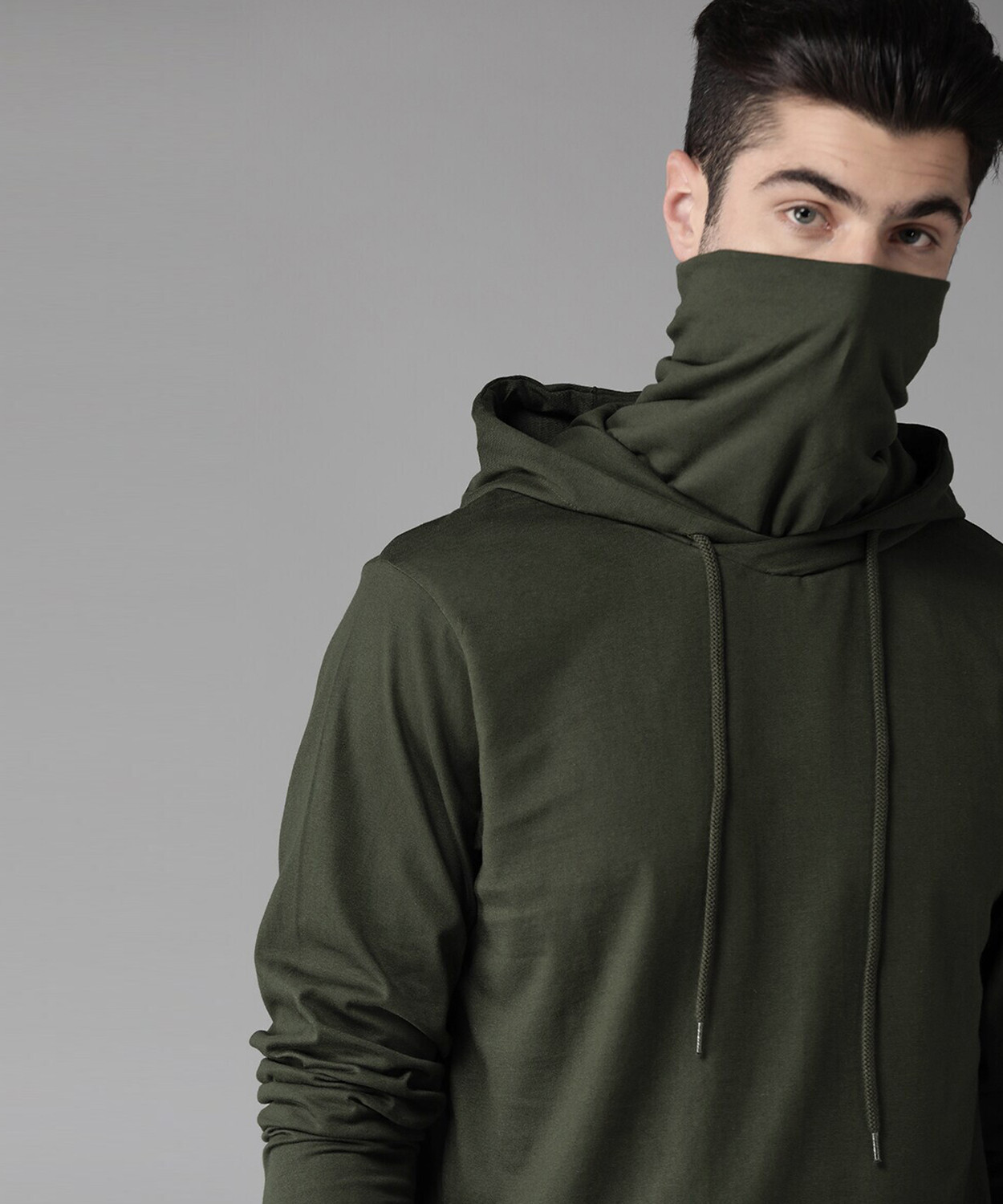 Image of Roadster Solid Men Hooded Neck Green T-Shirt