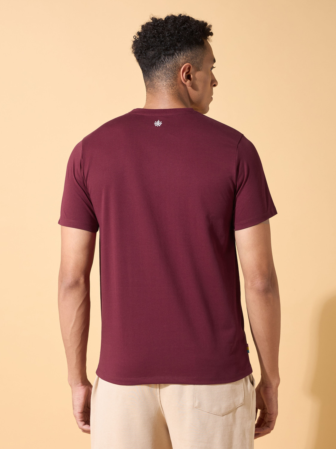 Image of Cult Men Printed Round Neck Polycotton Maroon T-Shirt