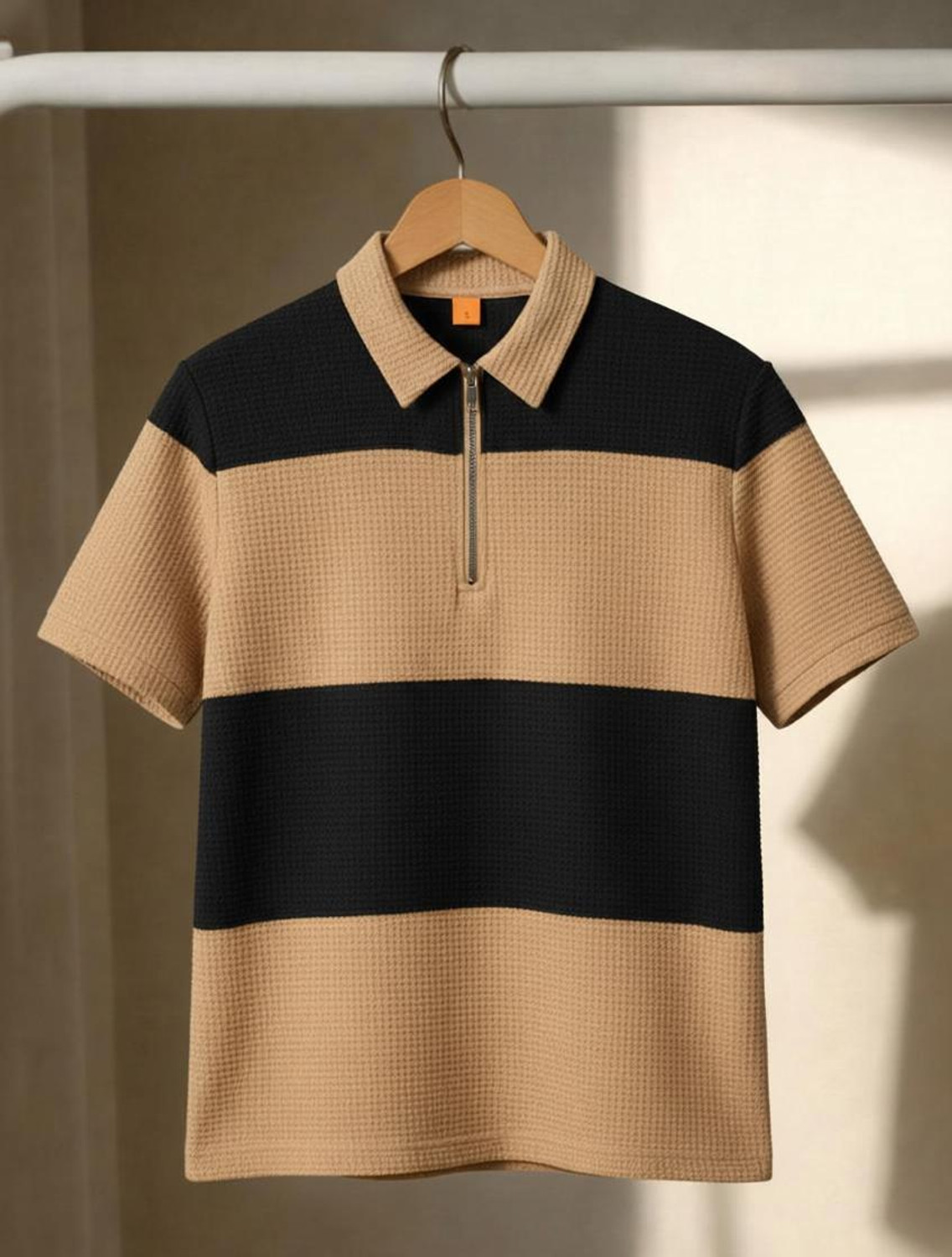 Image of Try This Typography Men Polo Neck Brown, Silver T-Shirt