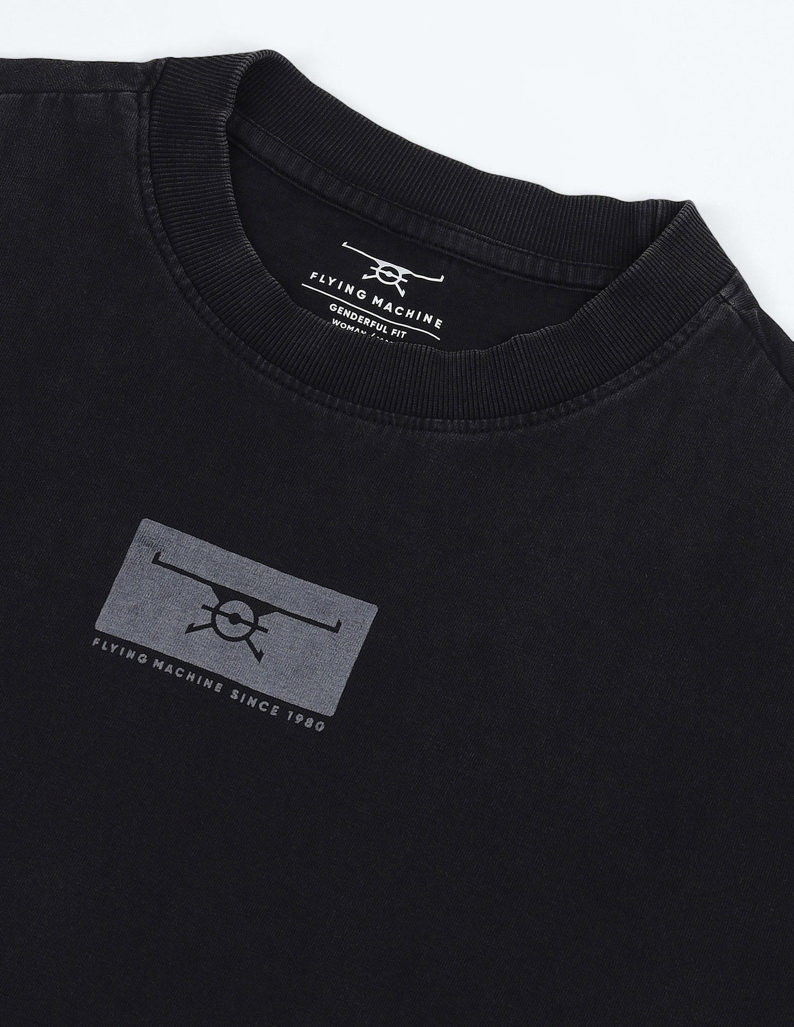 Image of FLYING MACHINE Printed, Typography Men Round Neck Grey T-Shirt