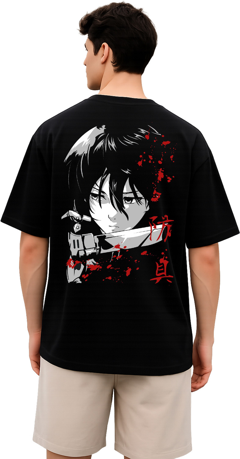 Image of YI FASHION Printed Men Round Neck Black T-Shirt