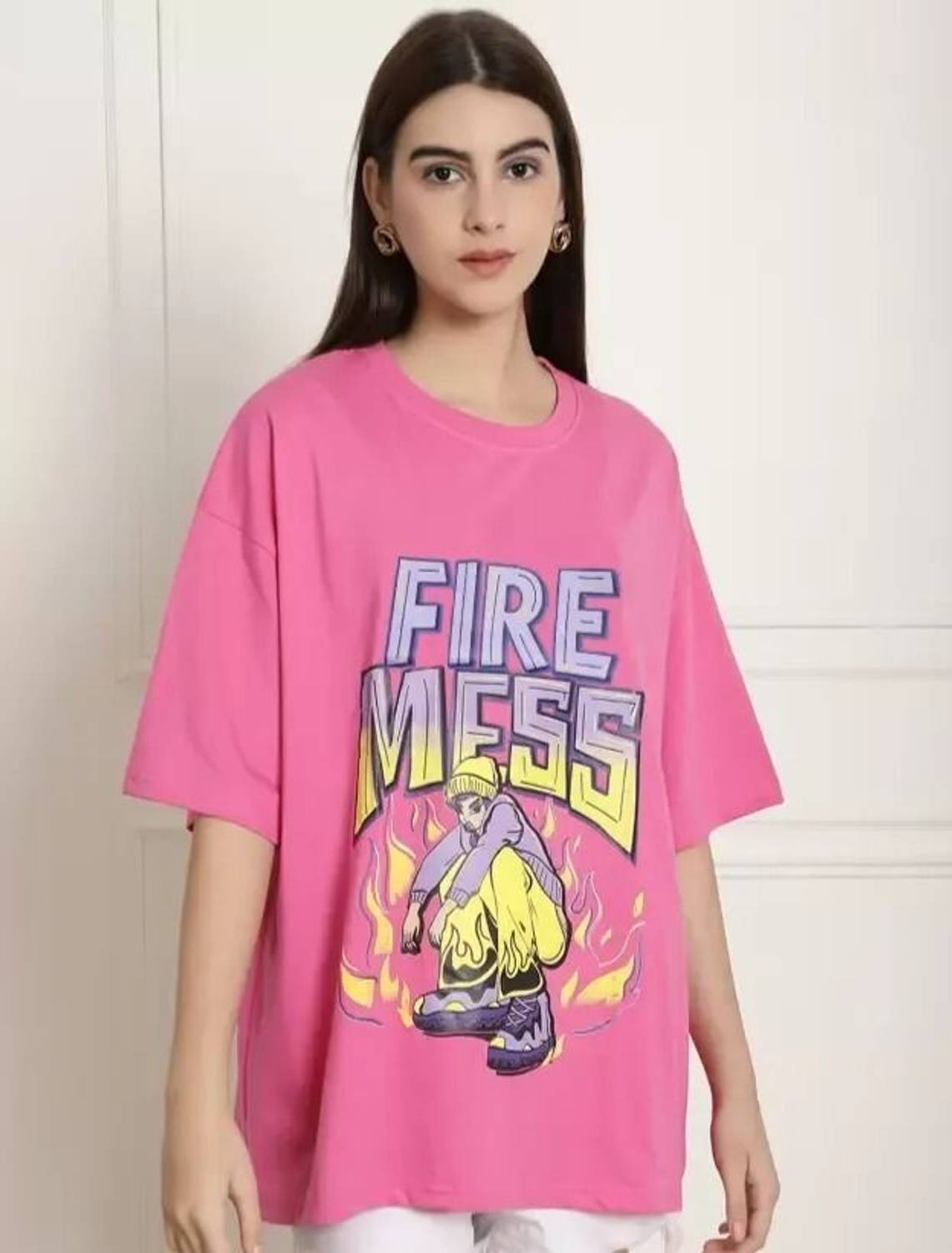 Sadhan Fashion Typography Women Round Neck Reversible Pink T-Shirt