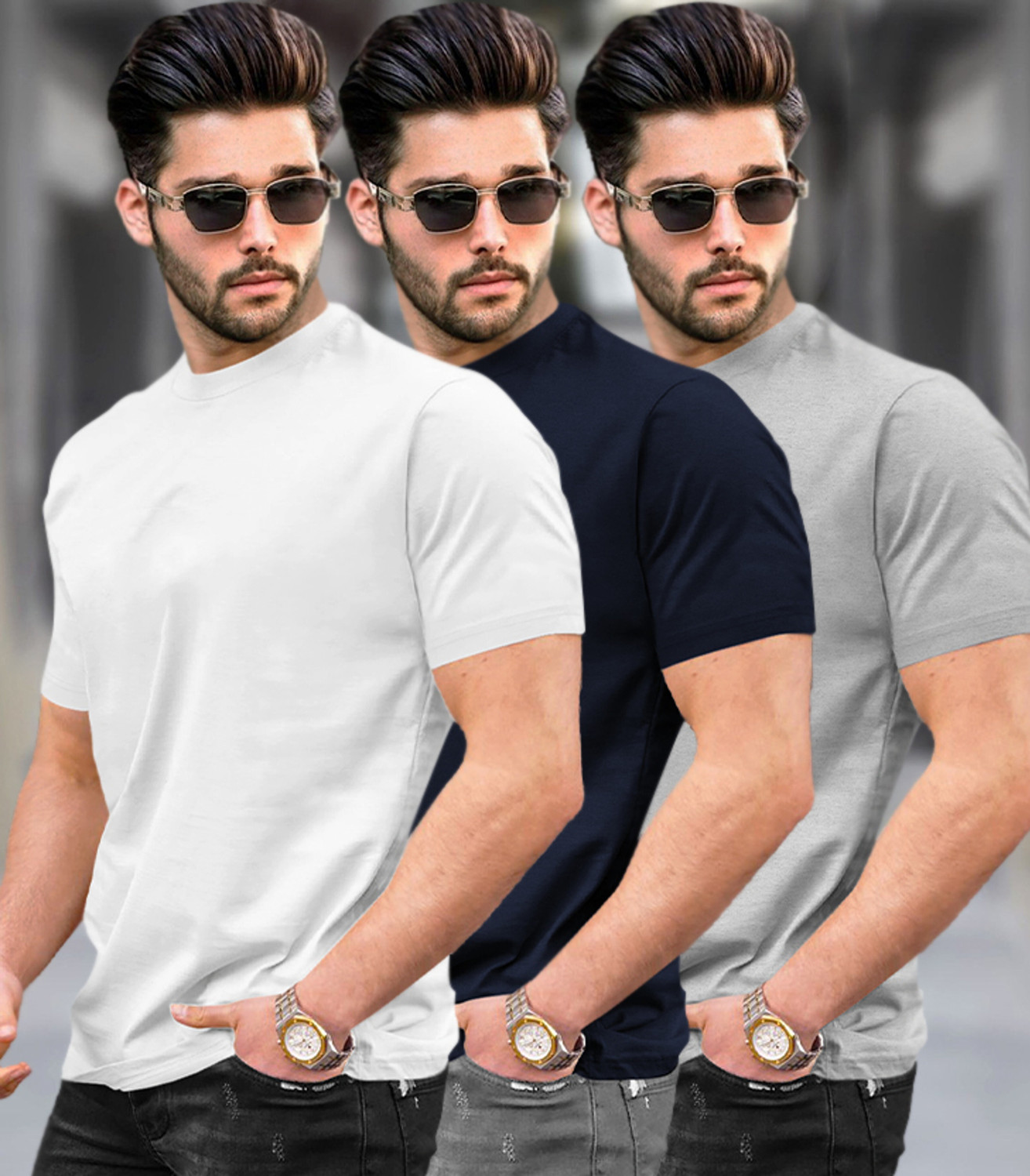 Image of TRIPR Solid Men Multicolor T-Shirt