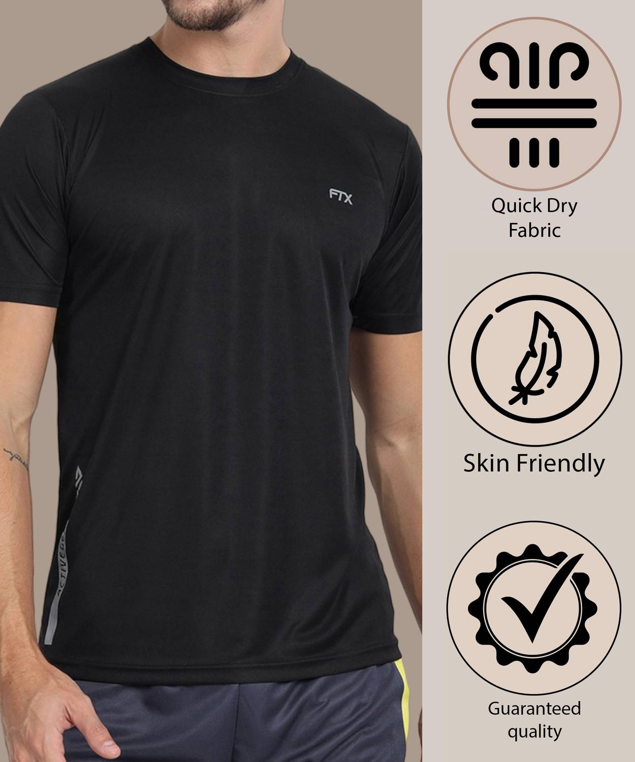 FTX Men Blue Round Neck T-Shirt Pack of 4 - Image 3