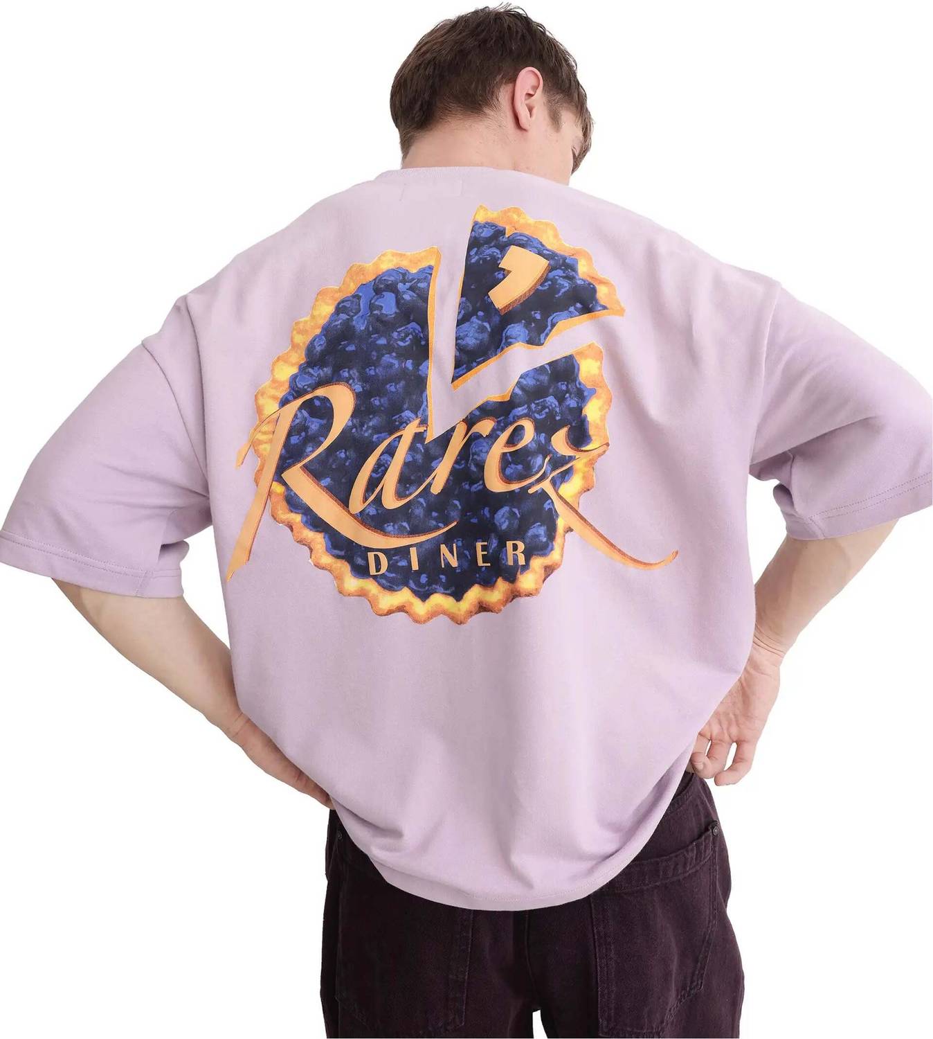 RARE RABBIT Men Graphic Print Crew Neck Cotton Blend Purple T-Shi