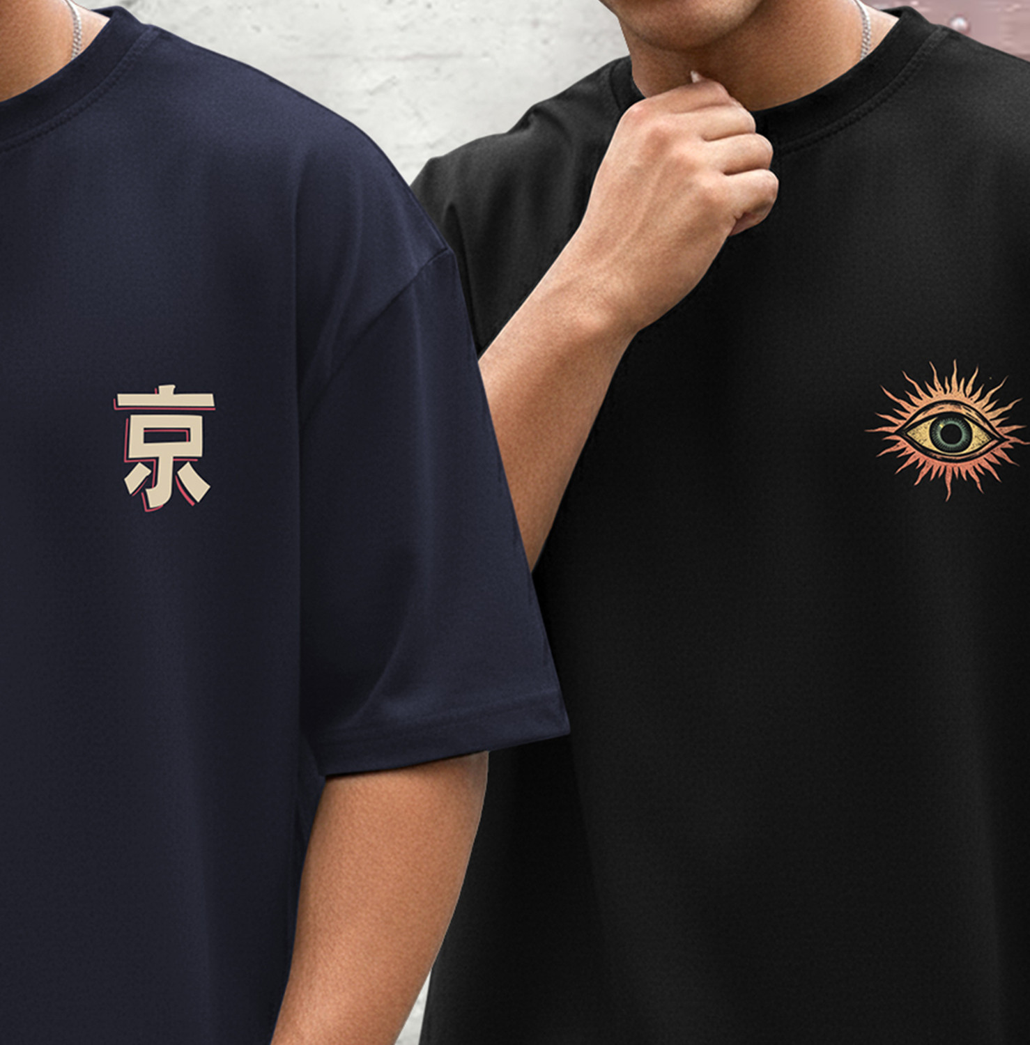 Image of TRIPR Graphic Print Men Round Neck Navy Blue, Black T-Shirt