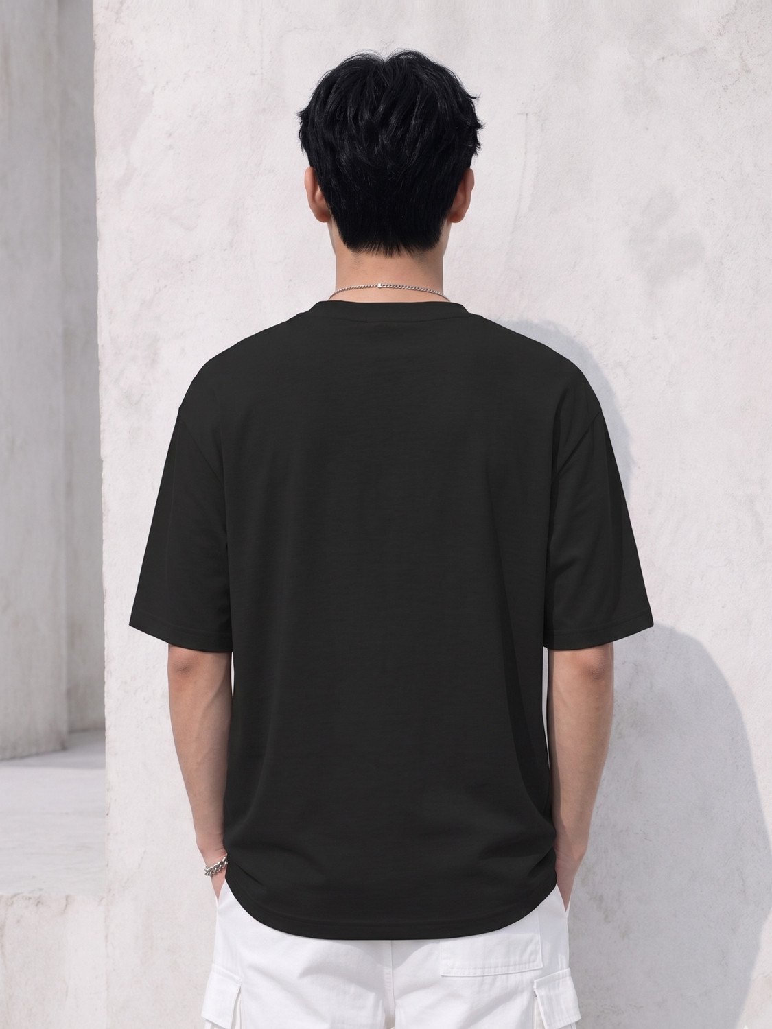 Image of RPIRT Men Printed Round Neck Cotton Blend Black T-Shirt