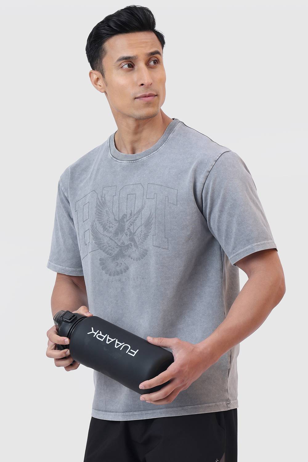 FuaarK Solid Men Grey T-Shirt - Image 5
