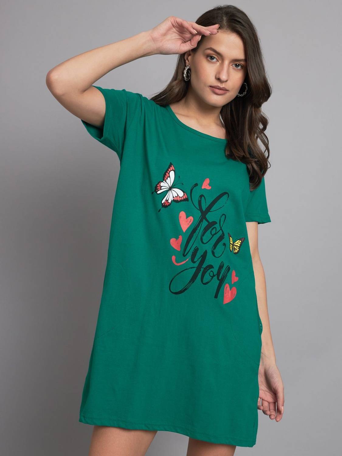 ADIROXS TREND Printed Women Round Neck Green T-Shirt