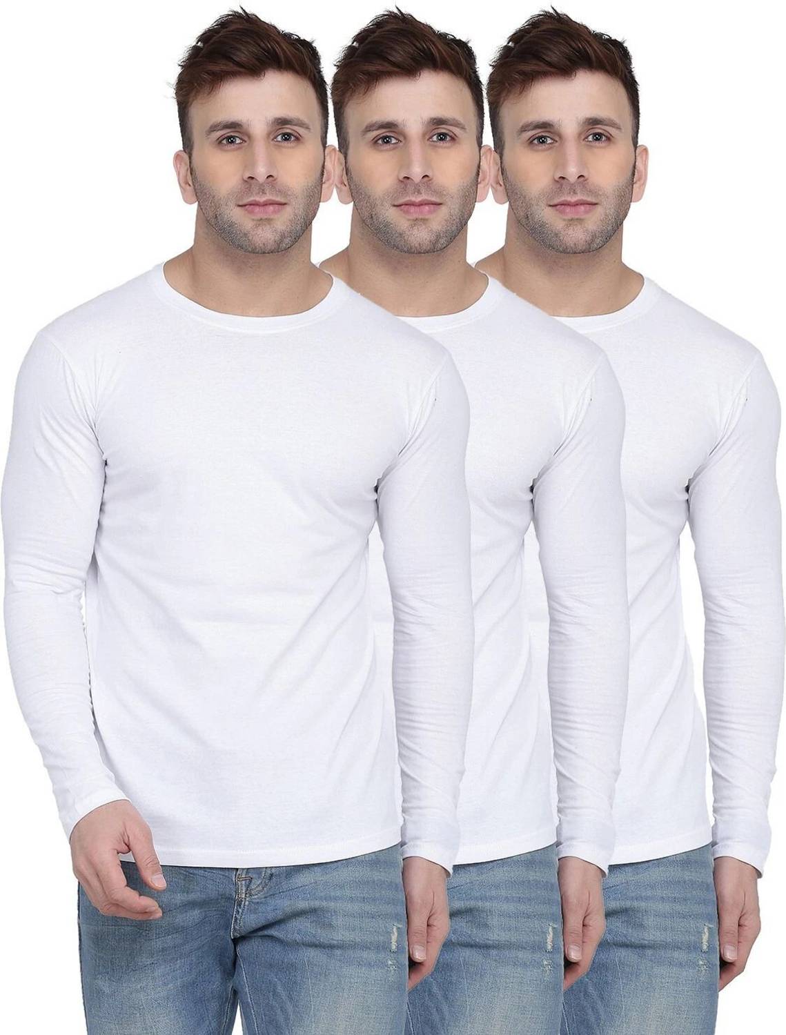 New Trends Collection Pack of 3 Men Solid Round Neck Cotton Blend