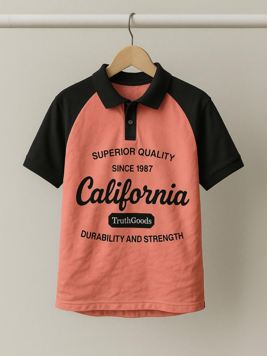 Image of Try This Colorblock Men Polo Neck Black, Pink T-Shirt