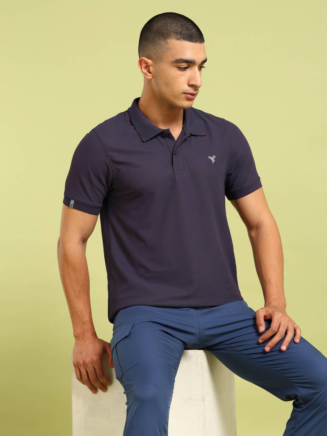 TECHNOSPORT Men Purple Polo Neck T-Shirt - Image 1