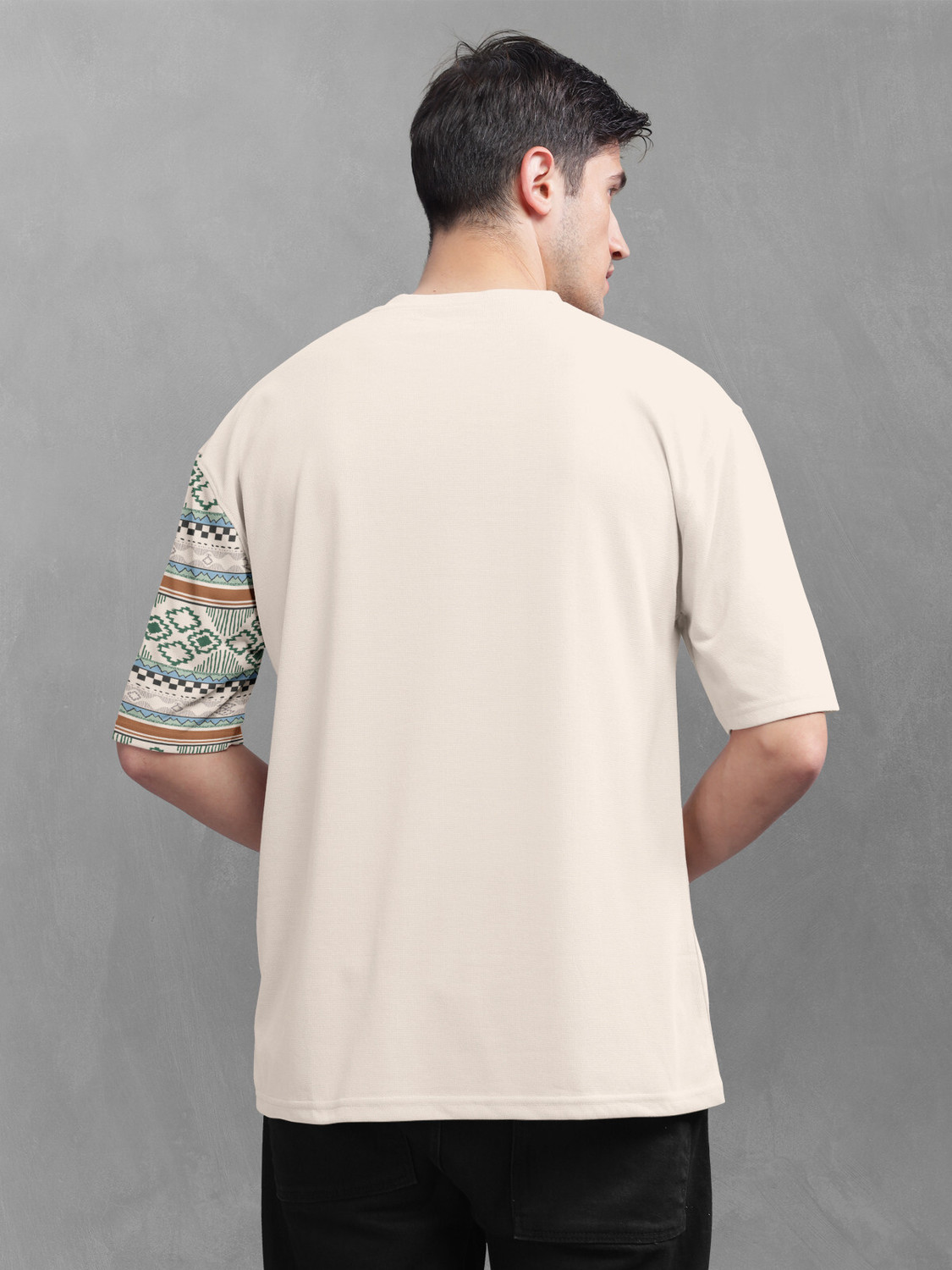 Image of Bullmer Printed Men Round Neck Beige T-Shirt