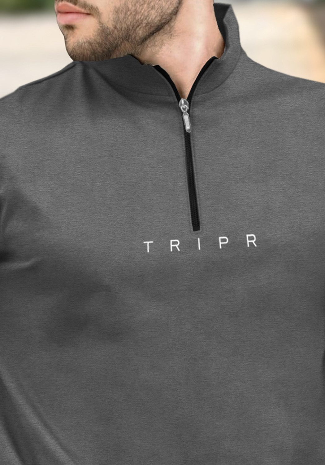 Image of TRIPR Solid Men Henley Neck Grey T-Shirt