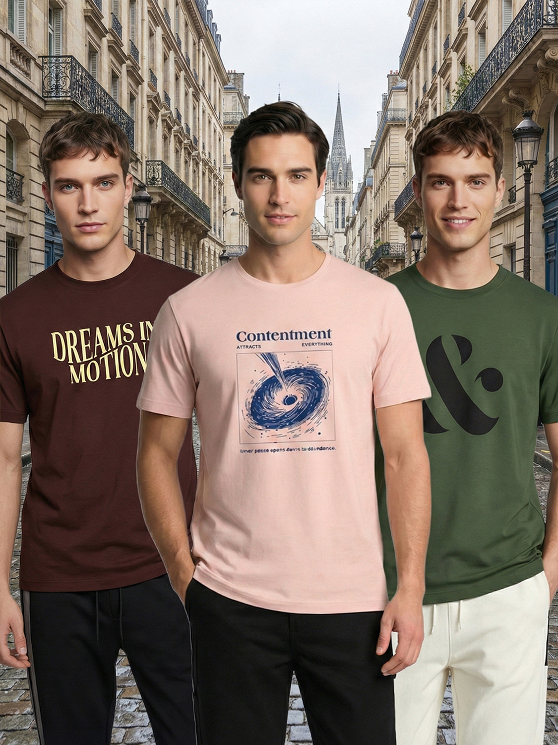 Image of NOBERO Printed Men Round Neck Multicolor T-Shirt