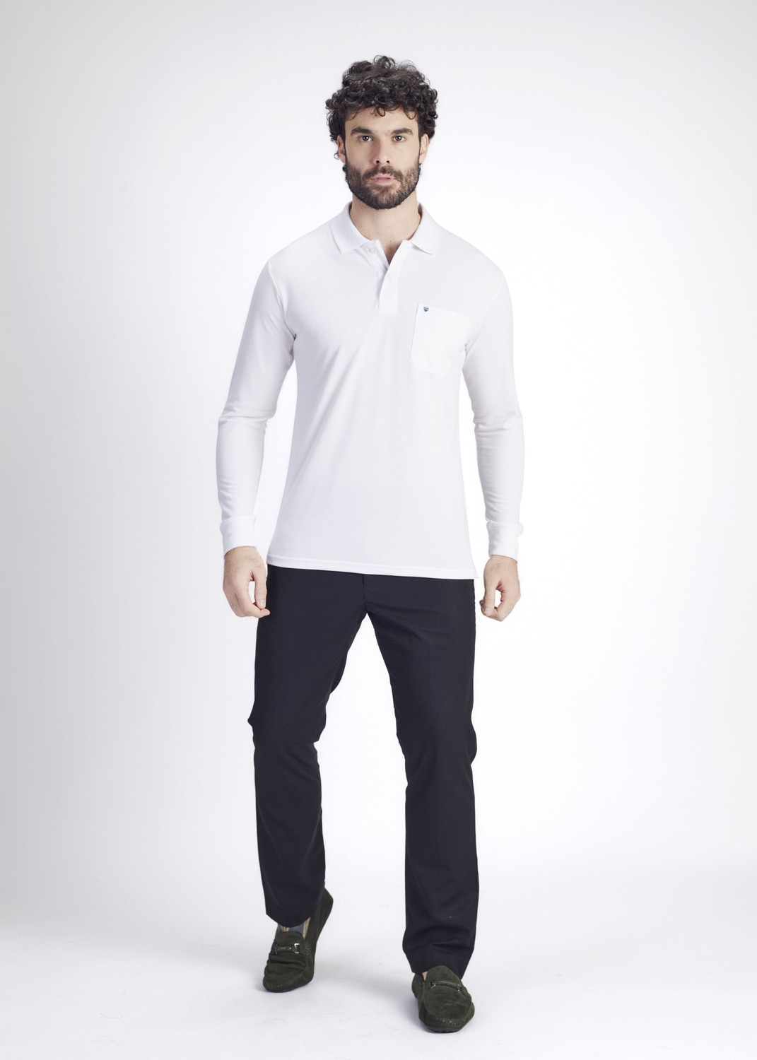 Image of PRORIDERS Solid Men Polo Neck White T-Shirt