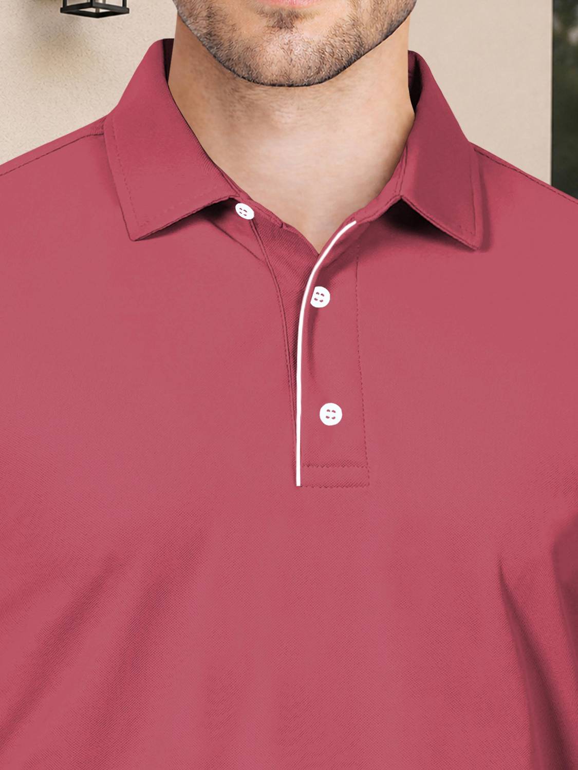 VeBNoR Men Pink Polo Neck T-Shirt - Image 5