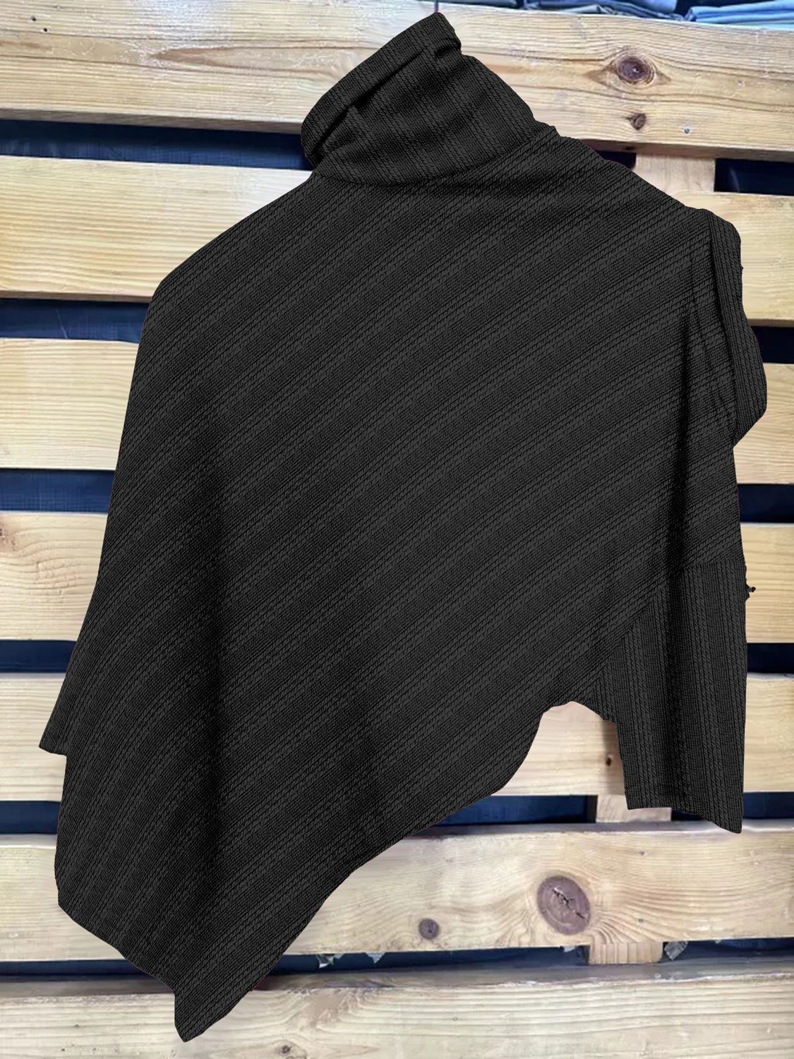 Image of COMBRAIDED Striped Men Zip Neck Black T-Shirt