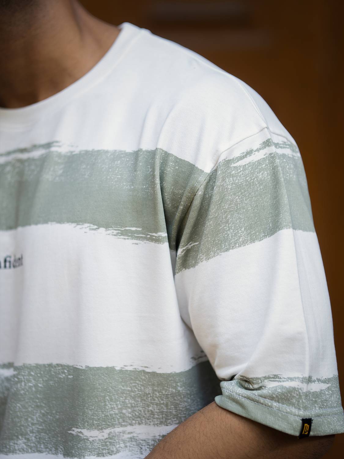 MANIAC Striped Green Men's Round Neck T-Shirt - Image 2