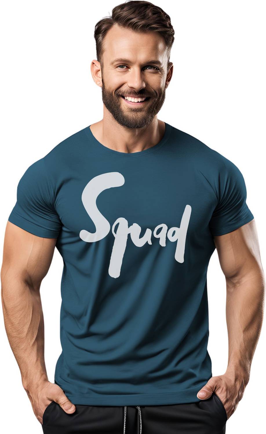 3colors Printed Men Round Neck Blue T-Shirt
