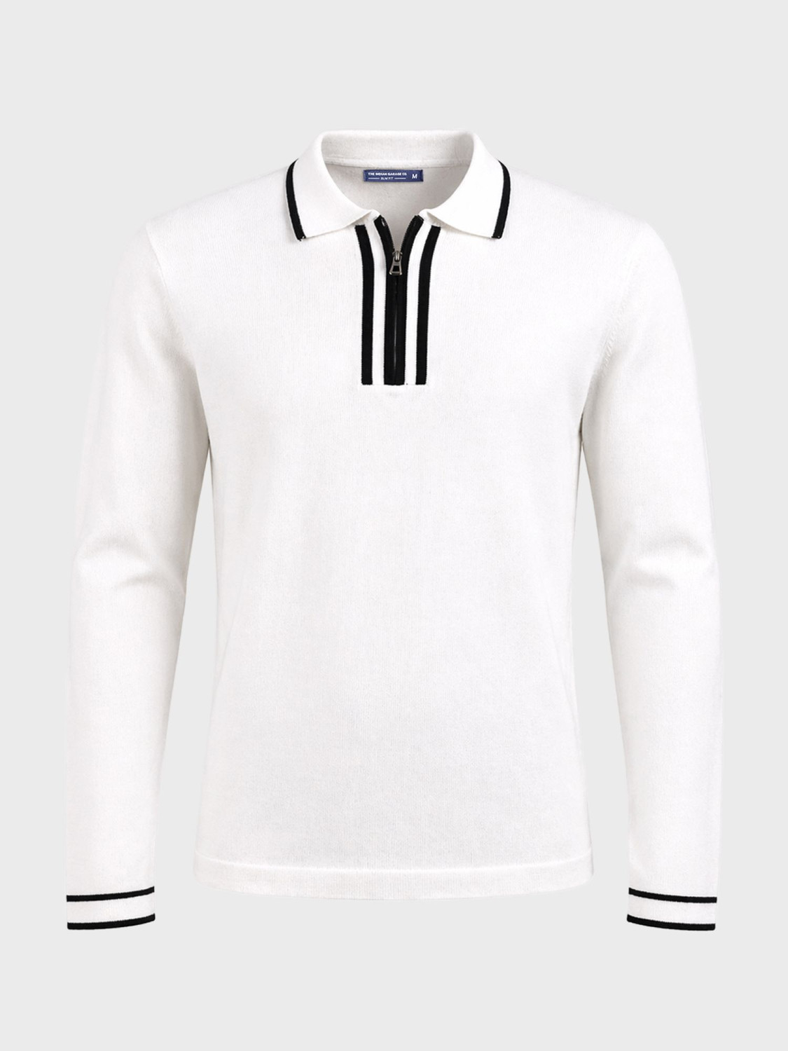 Image of The Indian Garage Co. Solid Men Polo Neck White T-Shirt