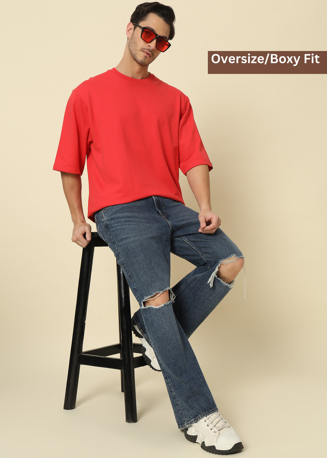 Image of PockMAN Solid Men Round Neck Red T-Shirt