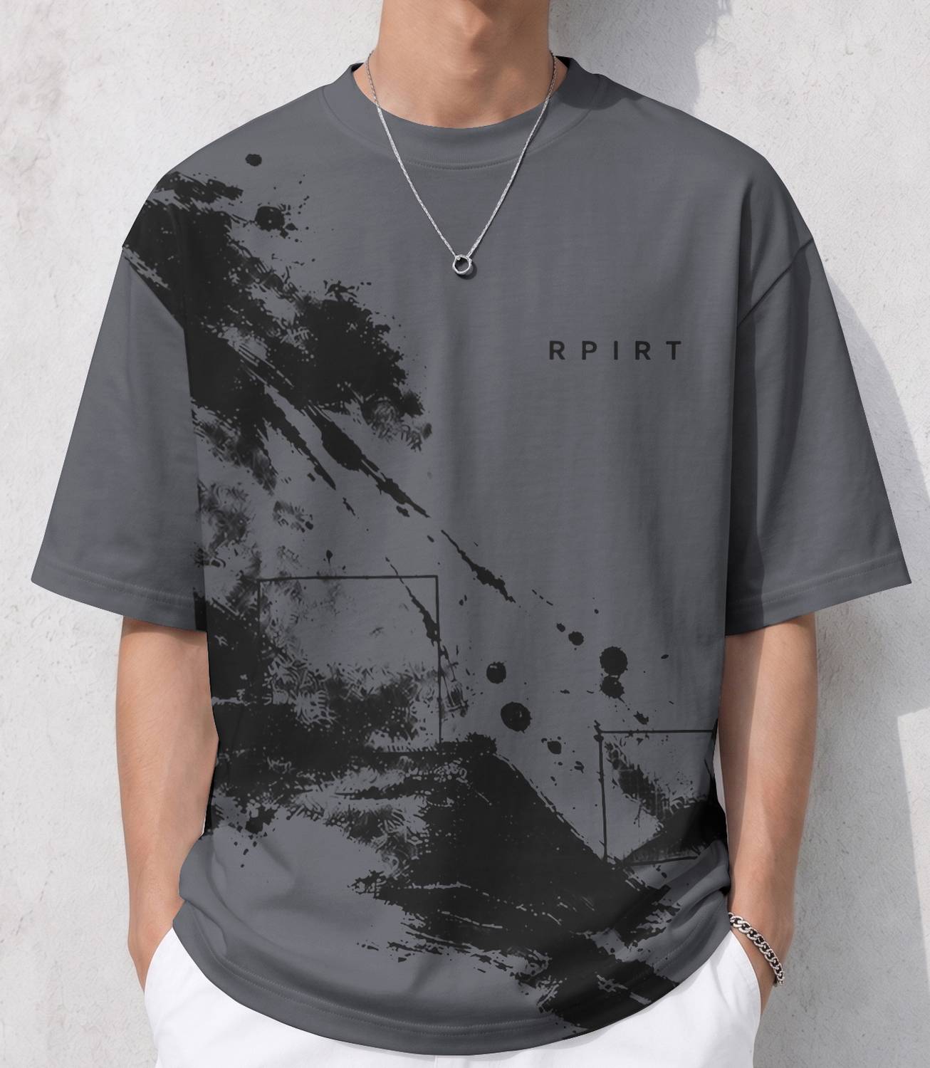 RPIRT Men Grey Round Neck T-Shirt - Image 4