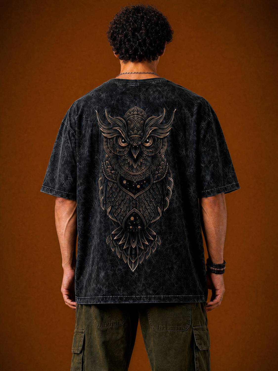Woops Men Black Graphic Print T-Shirt - Image 1
