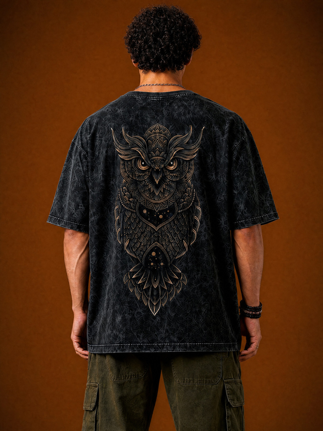 Image of Woops studio! Printed Men Round Neck Black T-Shirt
