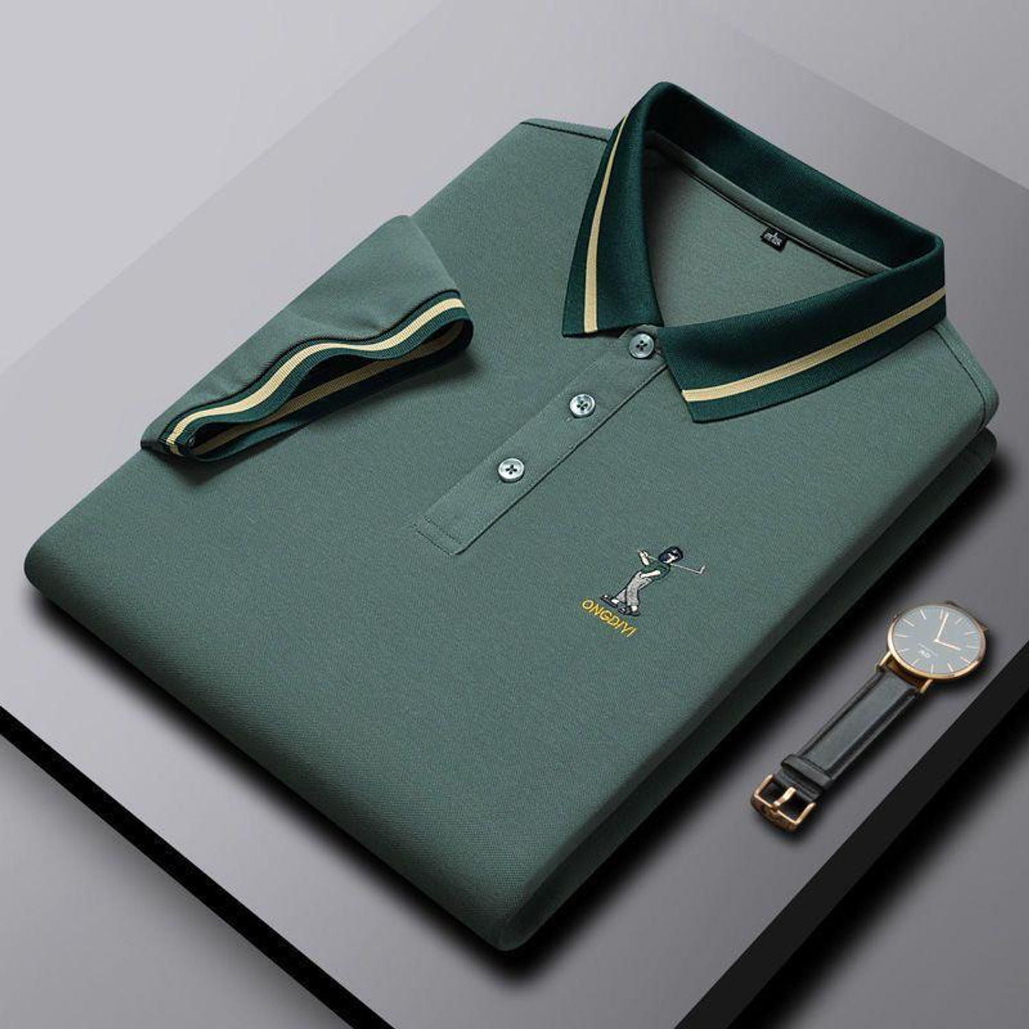 Image of SHUBHAM CREATION Solid Men Polo Neck Dark Green T-Shirt