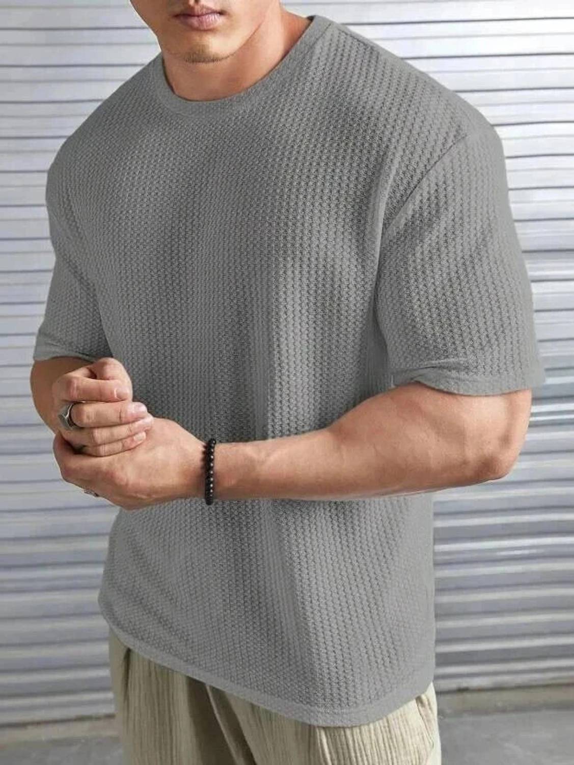 TAZO Men Grey Round Neck T-Shirt - Image 1