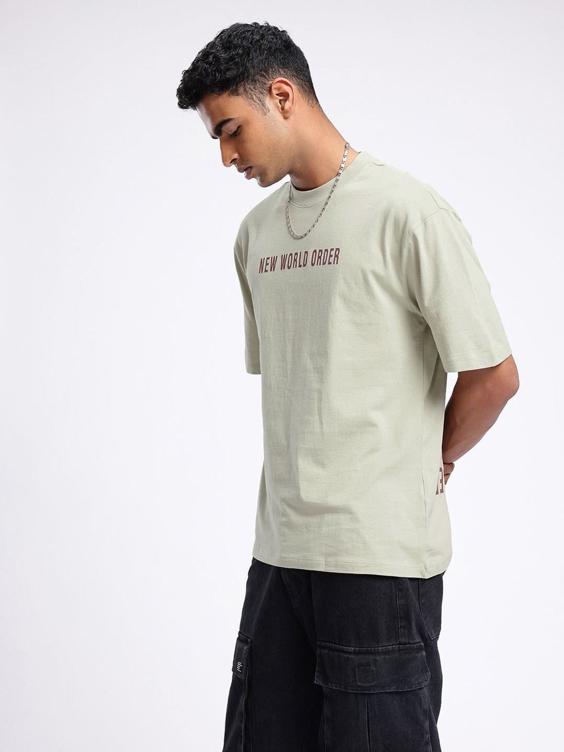 Image of Glitchez Printed Men Round Neck Green T-Shirt