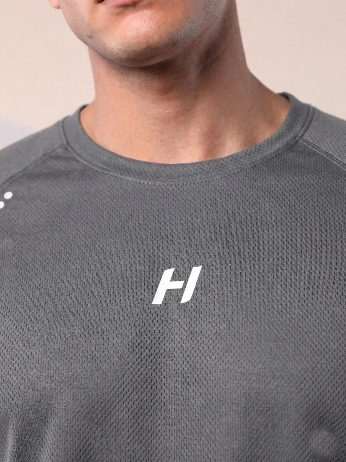 Image of HEPAKA Printed Men Round Neck Grey T-Shirt