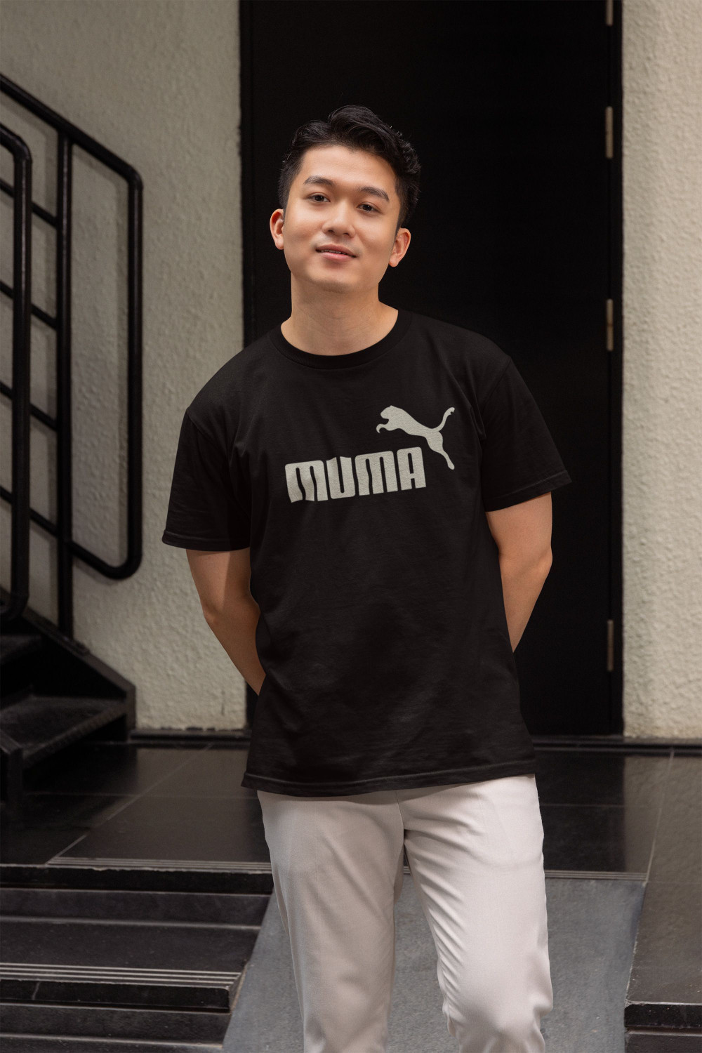 Image of WARRIORINDUSTRY Graphic Print Men Round Neck Black, White T-Shirt