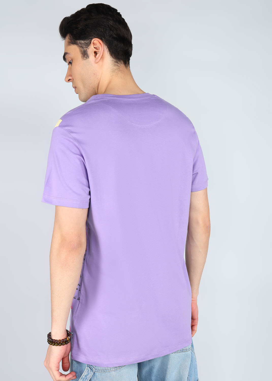 Image of BEING HUMAN Solid Men Crew Neck Purple T-Shirt