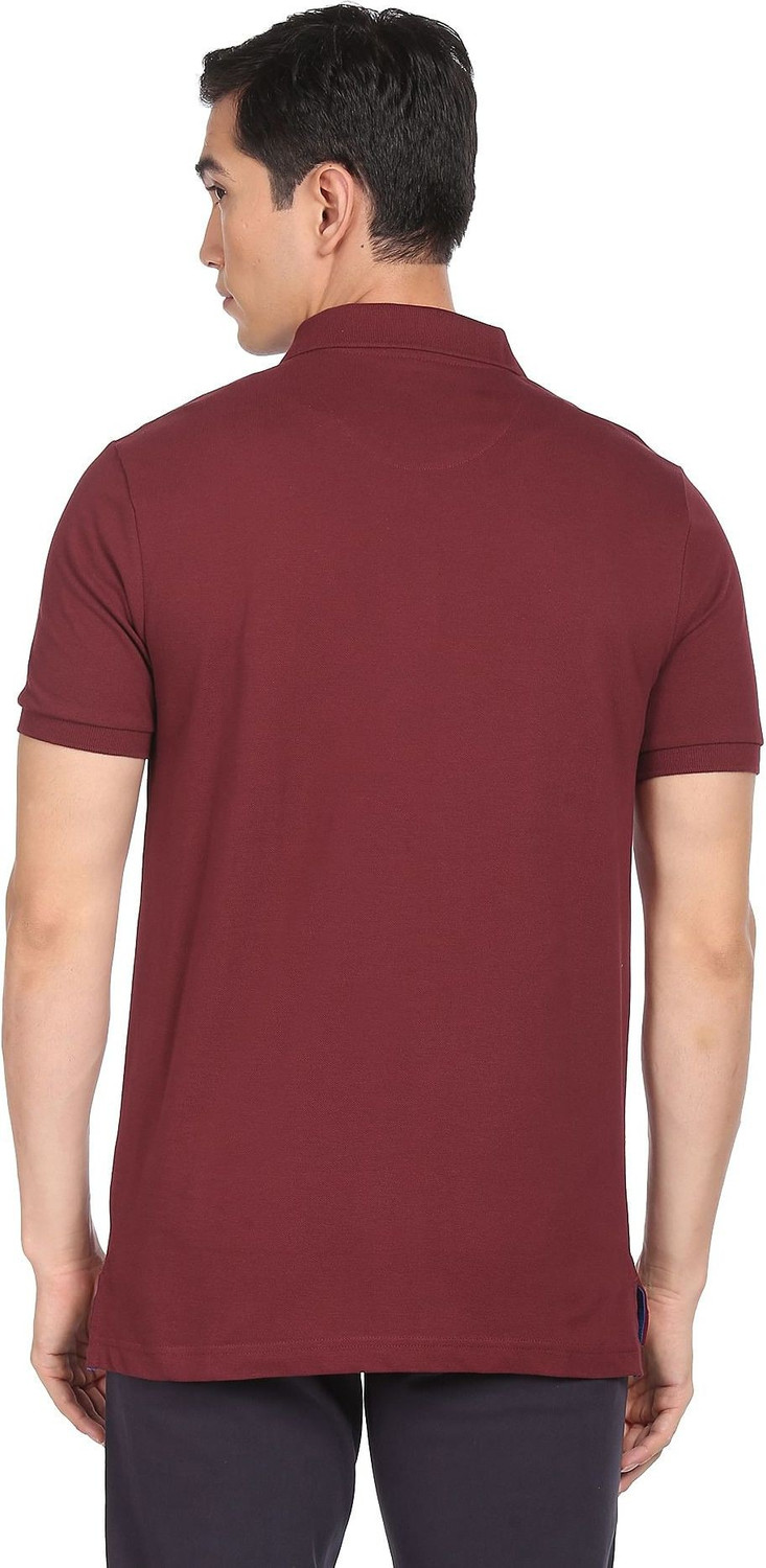 Image of ARROW Solid Men Polo Neck Red T-Shirt