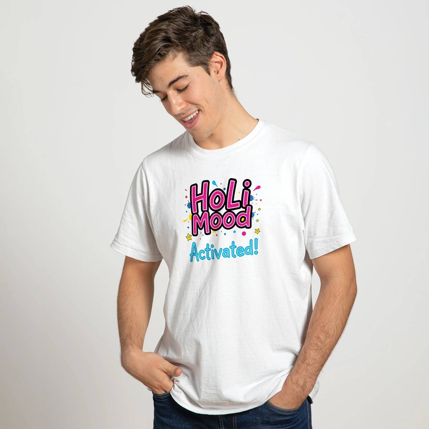 Binayak Printed Men Round Neck White T-Shirt