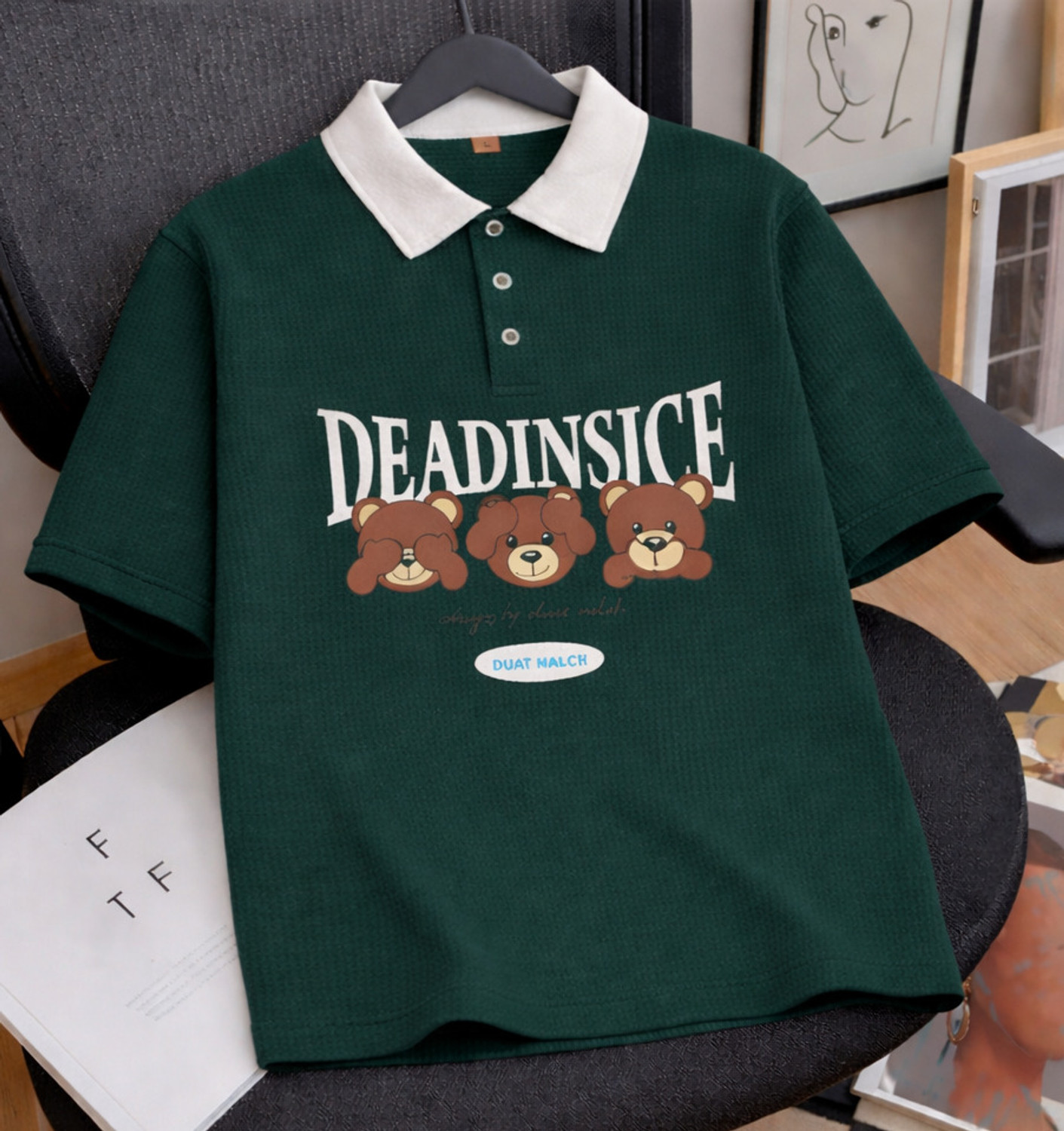 Image of Try This Colorblock, Printed Men Polo Neck Green T-Shirt