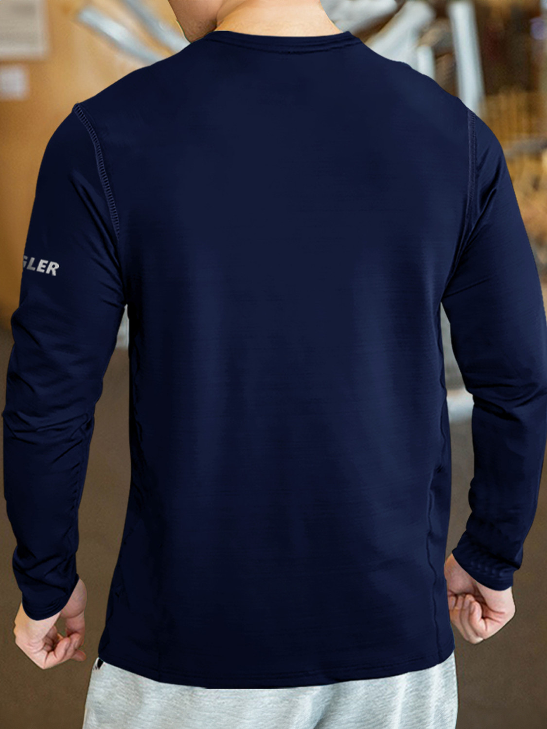 Image of EyeBogler Striped Men Round Neck Dark Blue T-Shirt