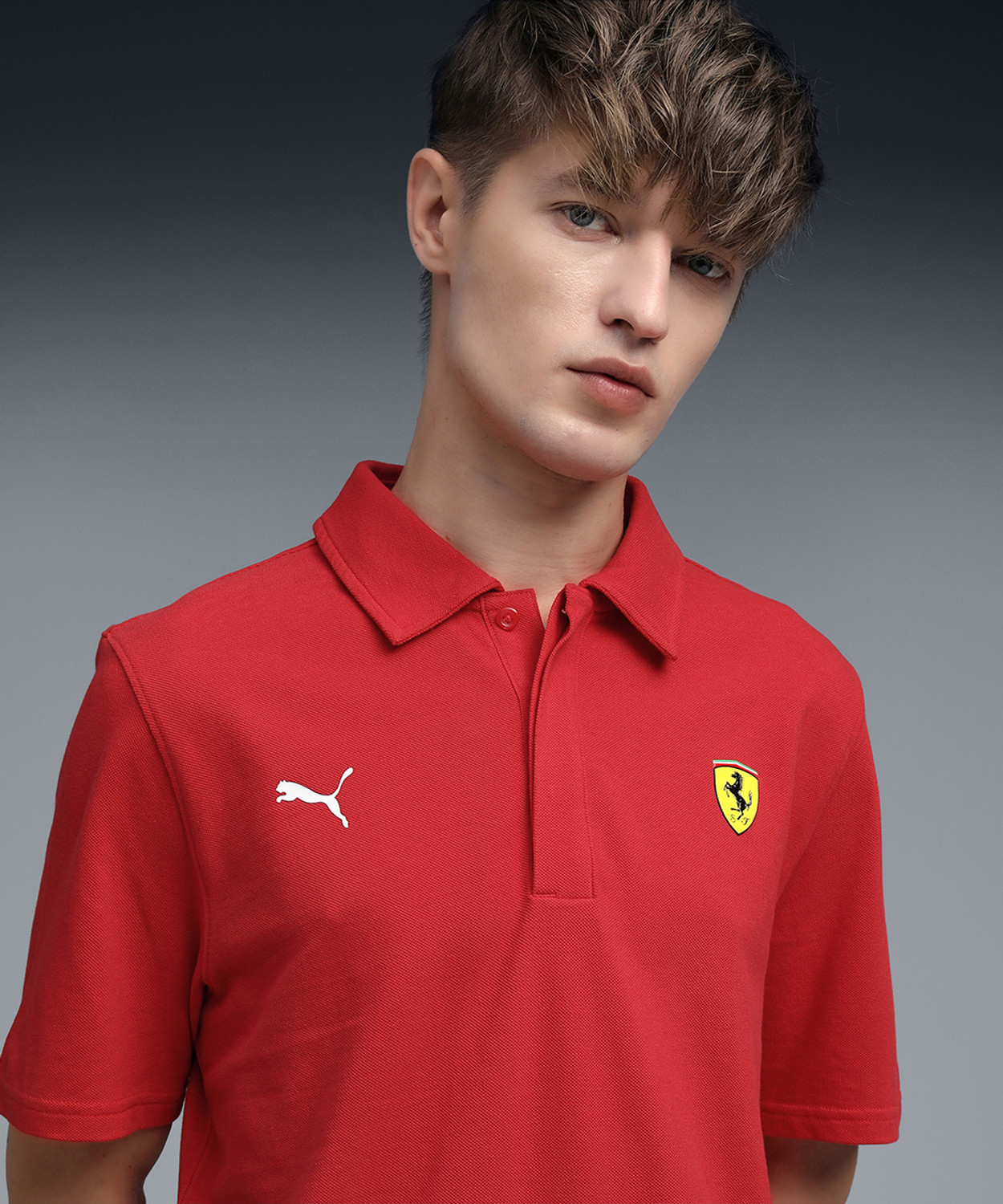 Image of PUMA Printed Men Polo Neck Red T-Shirt
