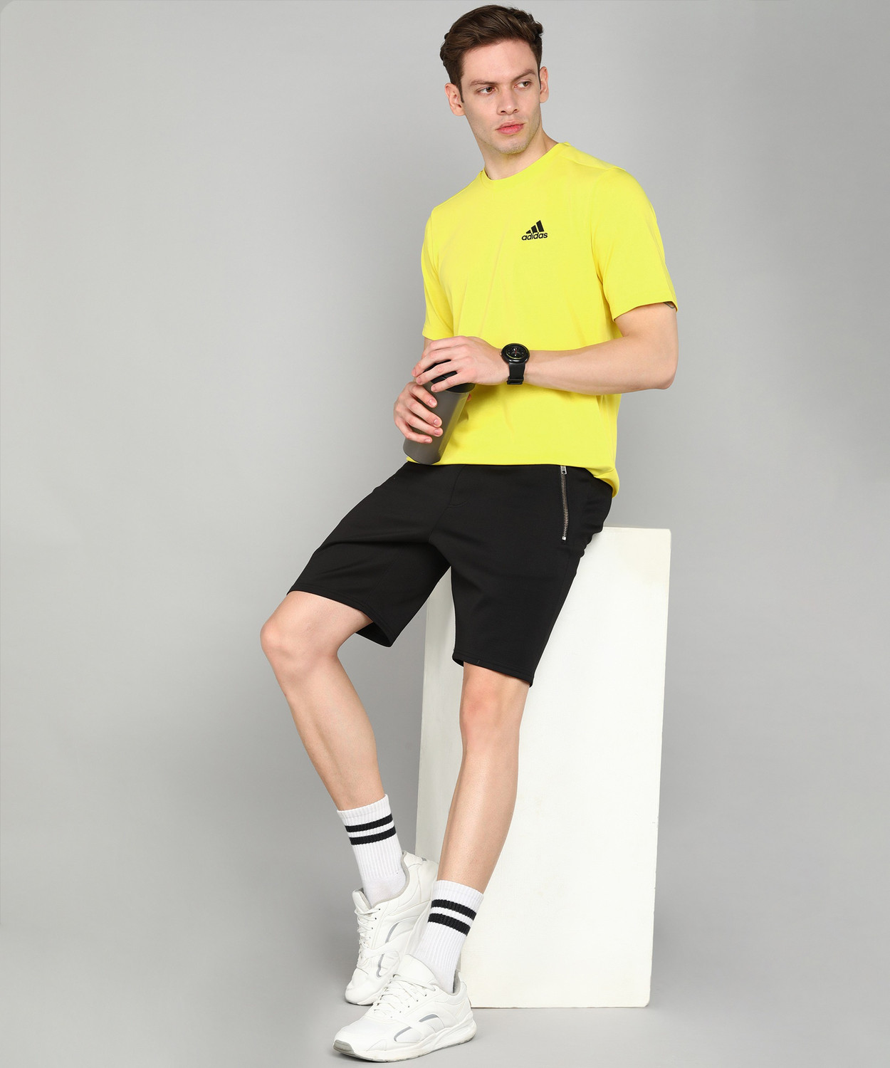 Image of ADIDAS Printed Men Round Neck Yellow T-Shirt